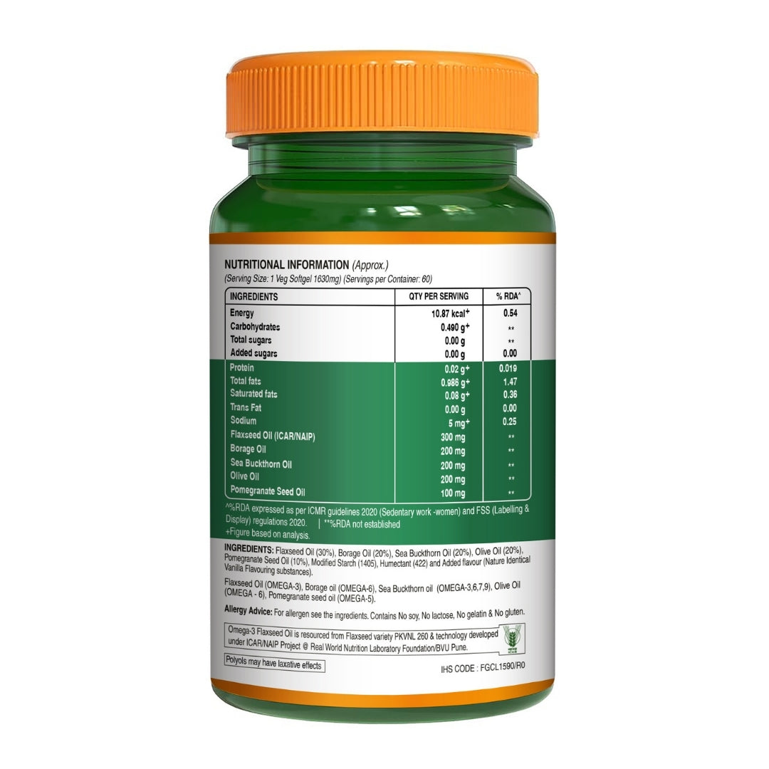 Vegan Omega Softgels Complete 3-5-6-7-9 Essential Fatty Acid Blend