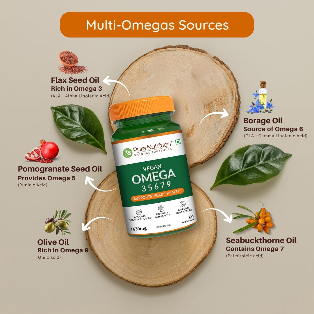 Vegan Omega Softgels Complete 3-5-6-7-9 Essential Fatty Acid Blend
