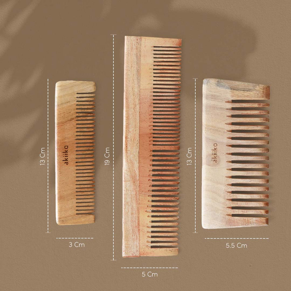 Akiiko Neem Wood Comb (Pack of 3)