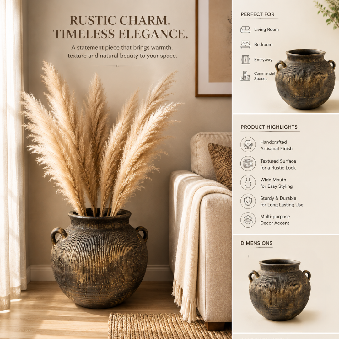 Noir Gold Heritage Matka Vase