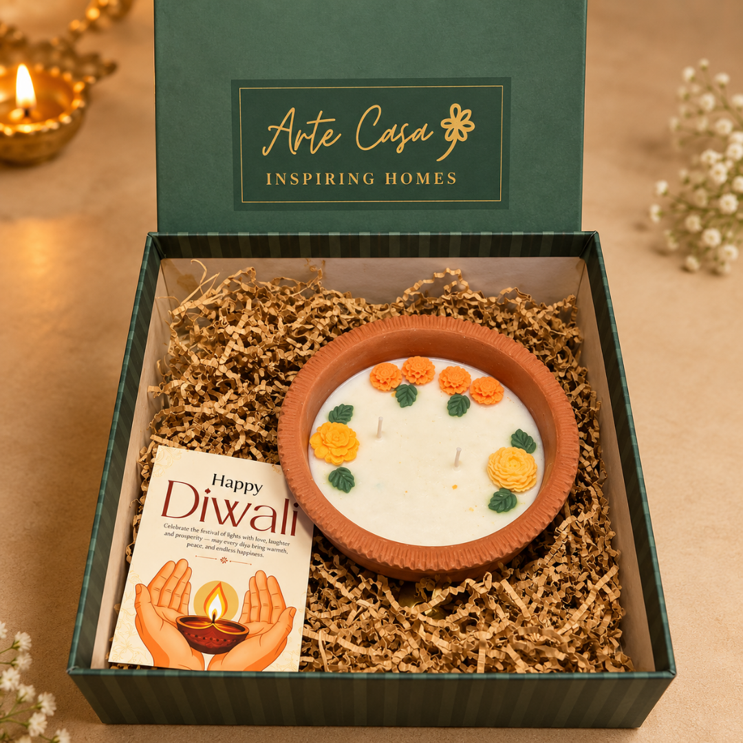 Earth Ember Terracotta Candle | Sandalwood Soy Wax Diwali Candle