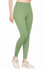Green Yoga Pants High Waist Cotton Fabric Stretchable Gym Tights | Pack Of 1