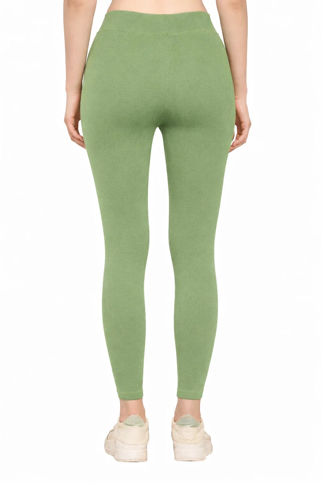Green Yoga Pants High Waist Cotton Fabric Stretchable Gym Tights | Pack Of 1