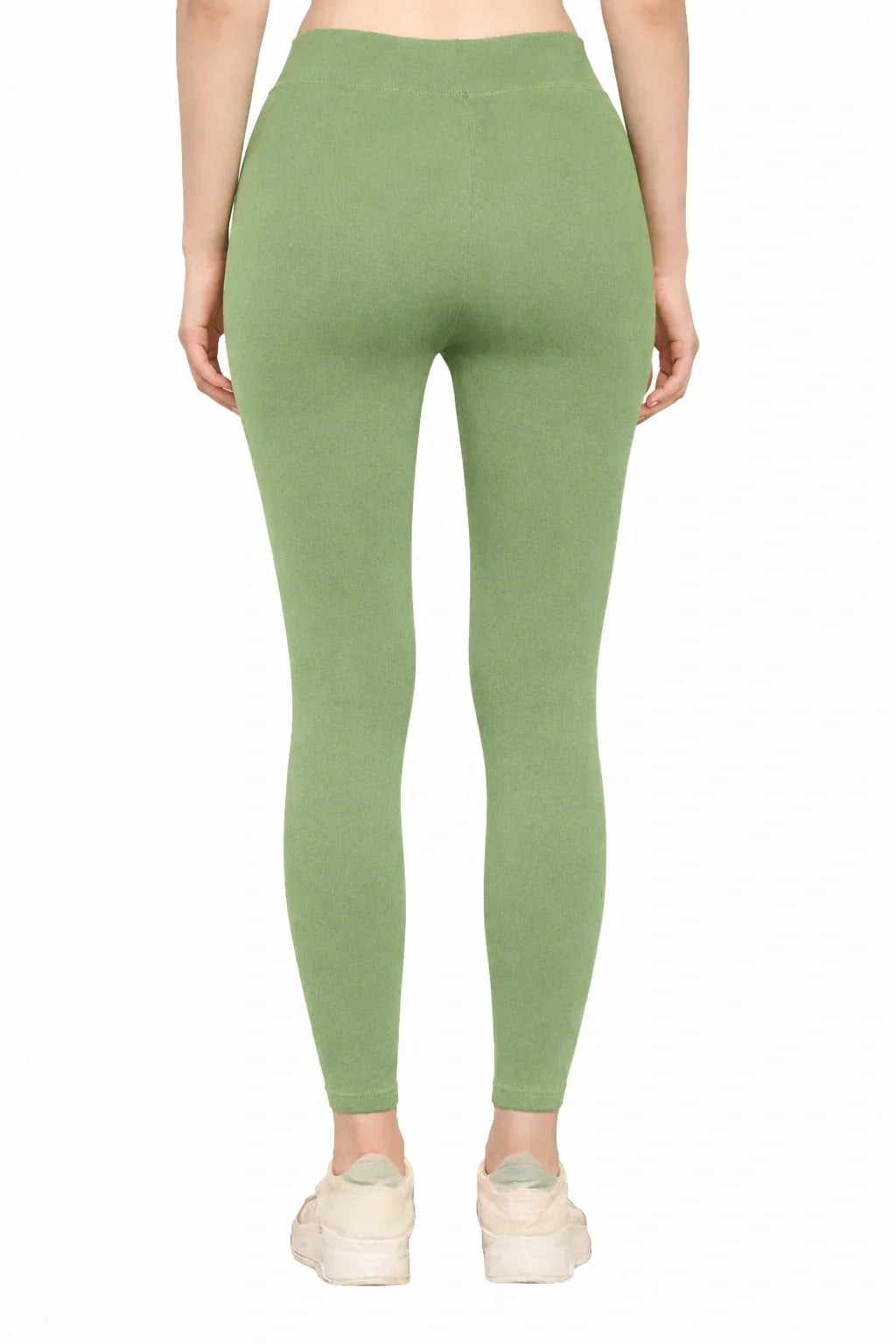 Green Yoga Pants High Waist Cotton Fabric Stretchable Gym Tights | Pack Of 1