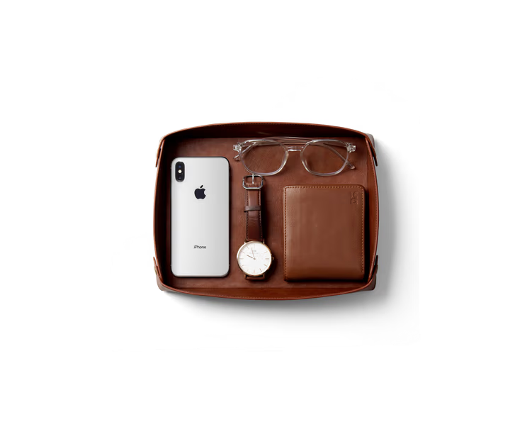 Valet Vegan Leather Tray( Black,Tan)