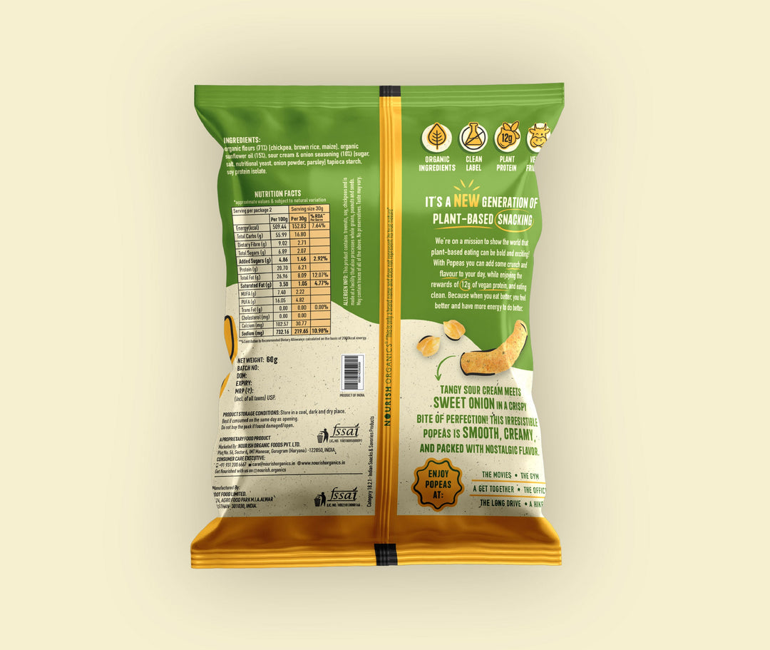 NOURISH ORGANICS Cream & Onion Popeas - Pack of 4 (60g)