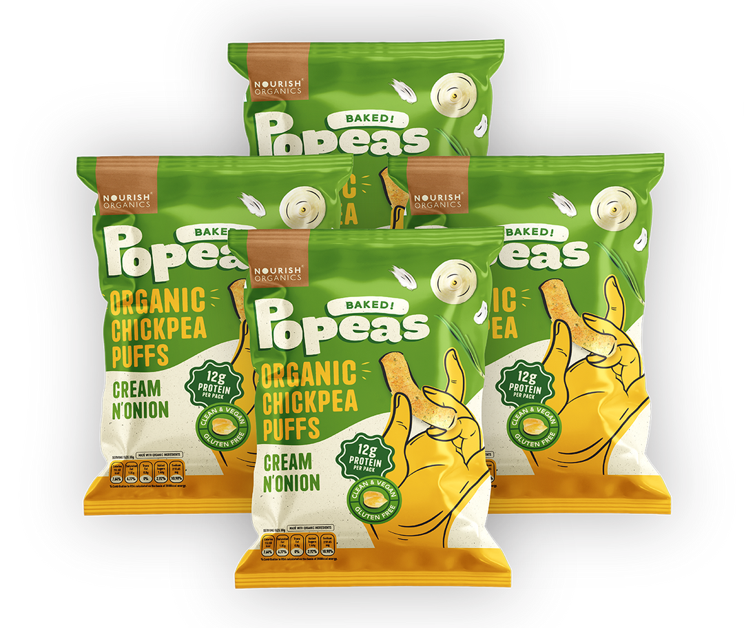 NOURISH ORGANICS Cream & Onion Popeas - Pack of 4 (60g)