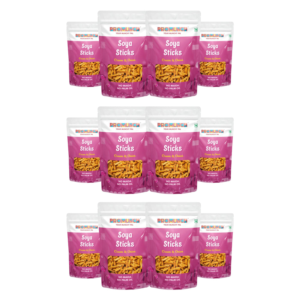 PROMUNCH Soya Sticks - Cream & Onion (Pack  of 12; 30g Each)