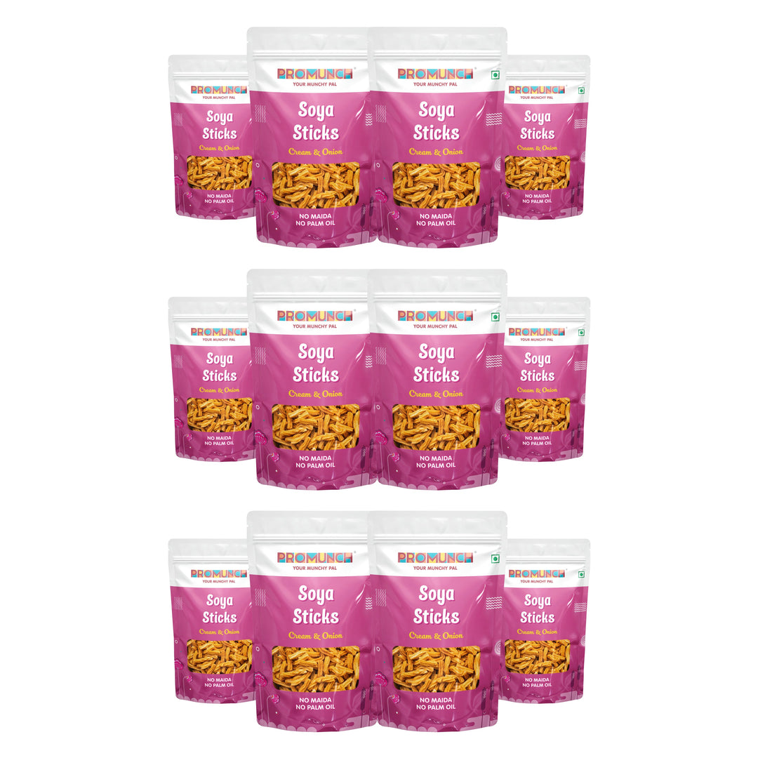 PROMUNCH Soya Sticks - Cream & Onion Flavor, Protein-Packed and Guilt-Free