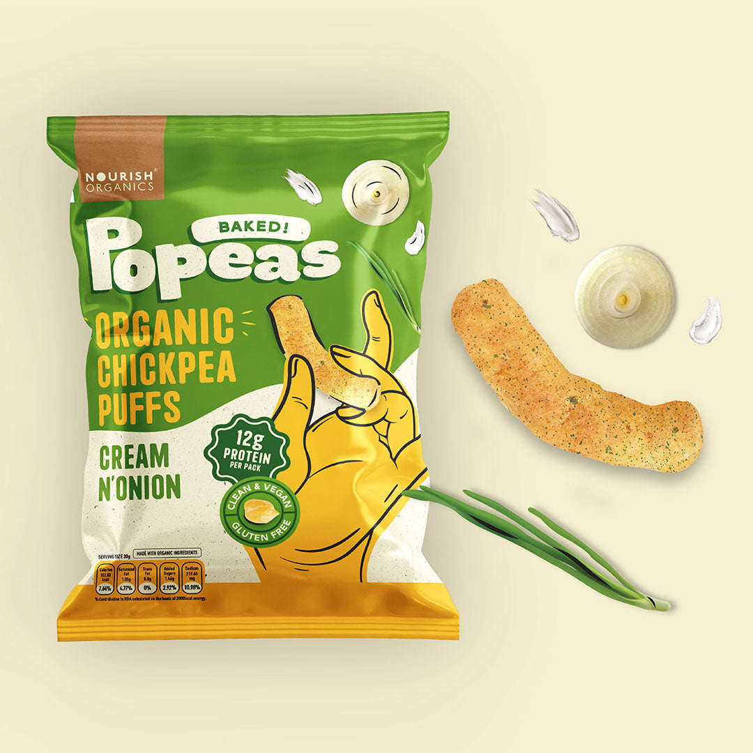 NOURISH ORGANICS Cream & Onion Popeas - Pack of 4 (60g)