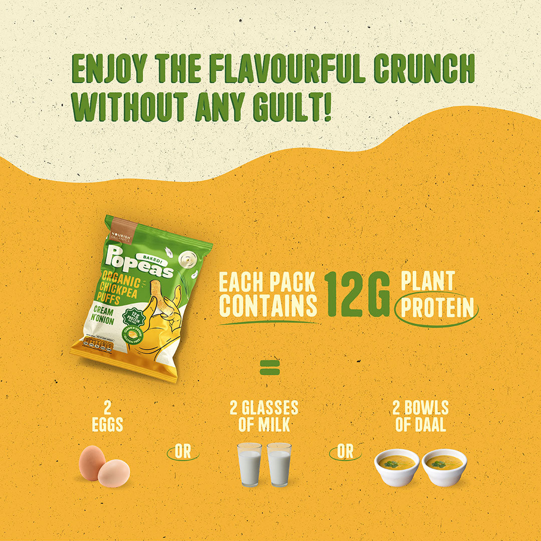 NOURISH ORGANICS Cream & Onion Popeas - Pack of 4 (60g)