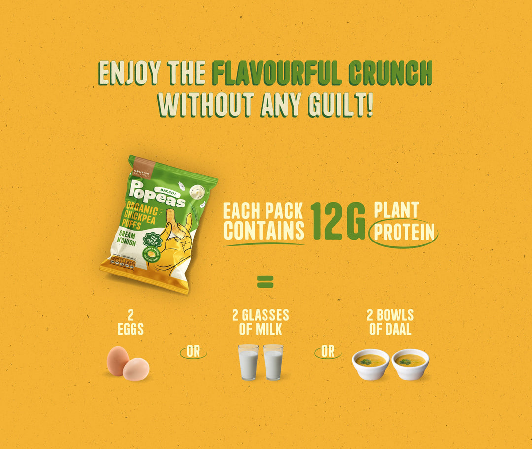 NOURISH ORGANICS Cream & Onion Popeas - Pack of 8 (60g)