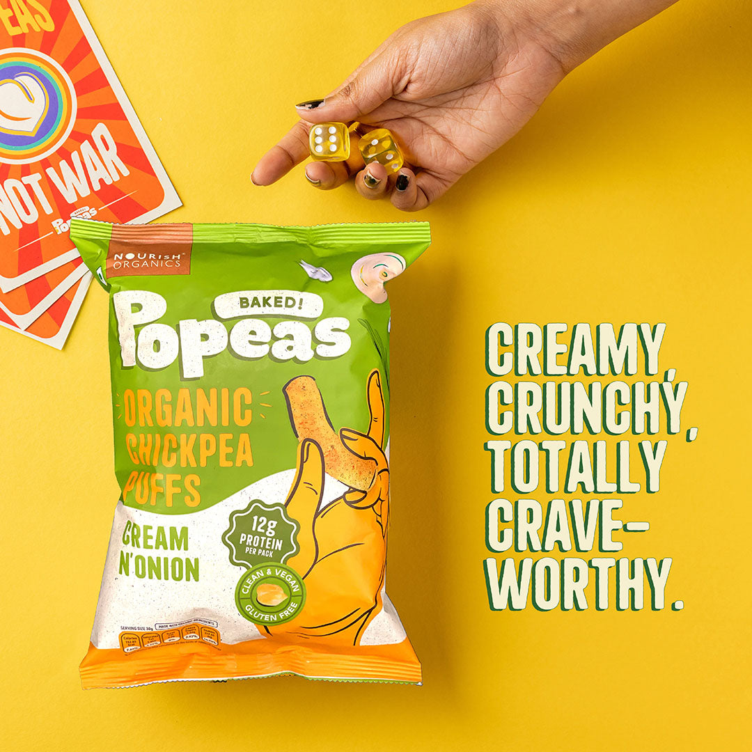 NOURISH ORGANICS Cream & Onion Popeas - Pack of 4 (60g)