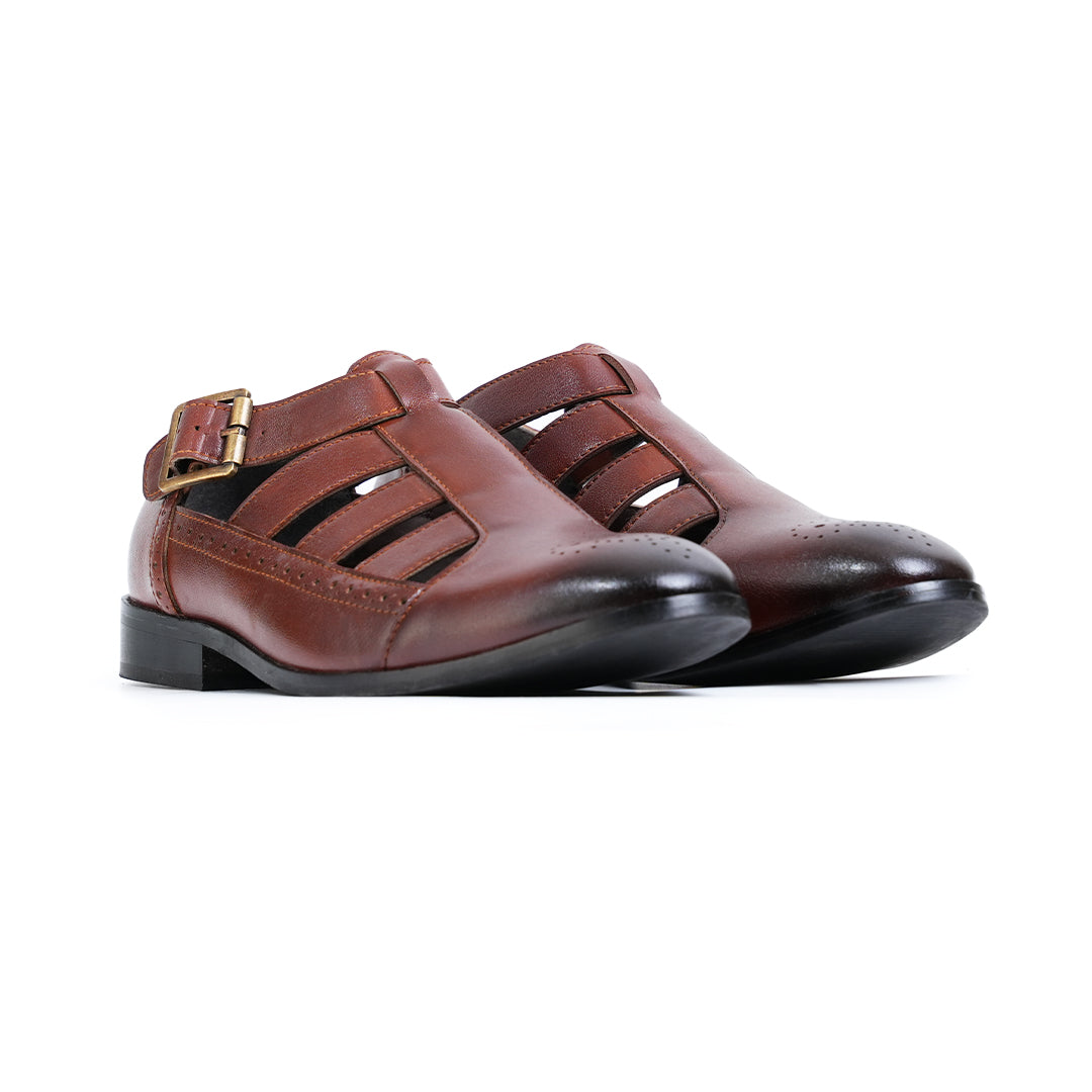 Monkstory Pathani Heritage Sandals - Tan