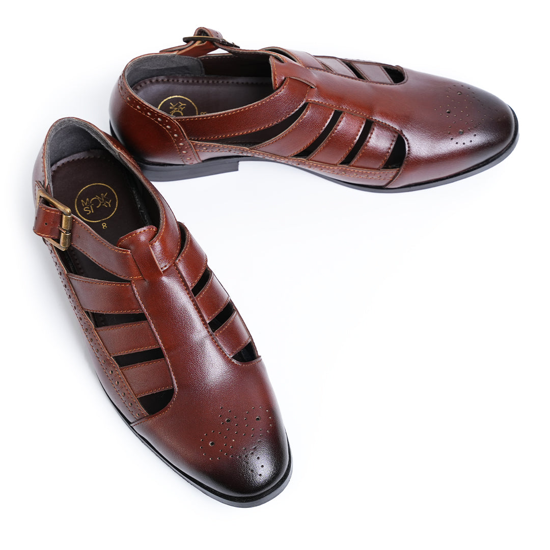 Monkstory Pathani Heritage Sandals - Tan