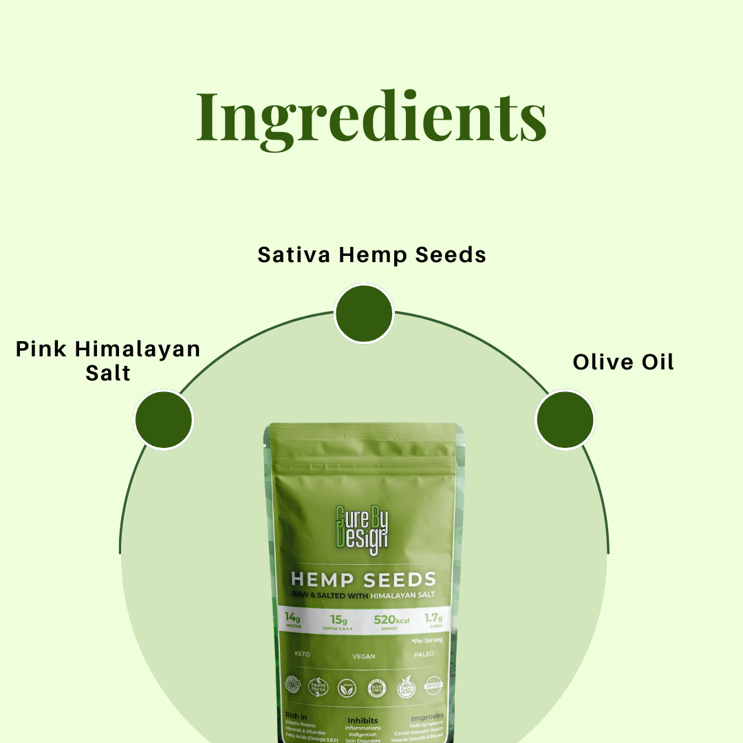 Cure By Design Hemp Seed Toasted with Pink Salt 250gm