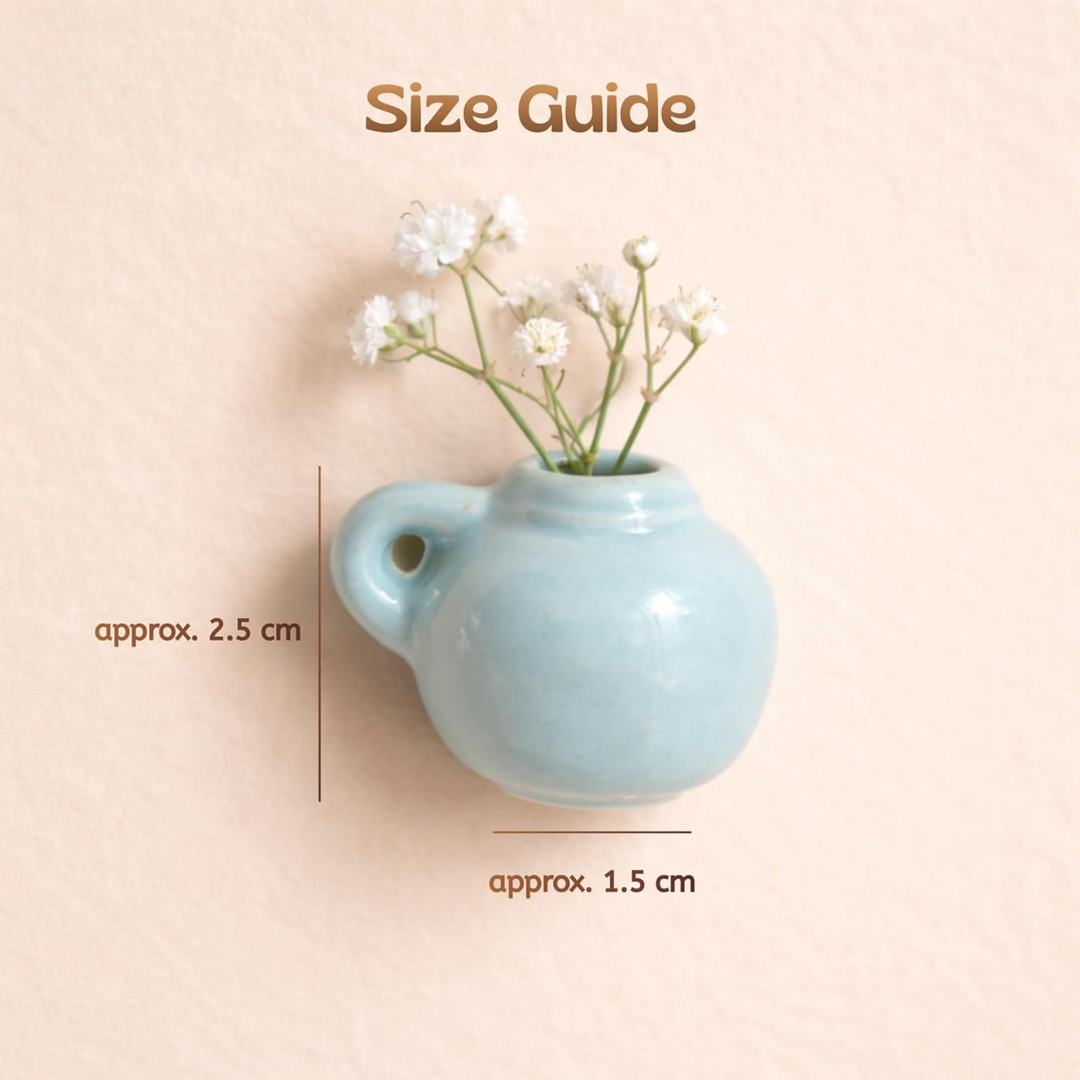Garden Whispers Fridge Magnet Set of 2 | Mini Ceramic Flower Vase Magnets