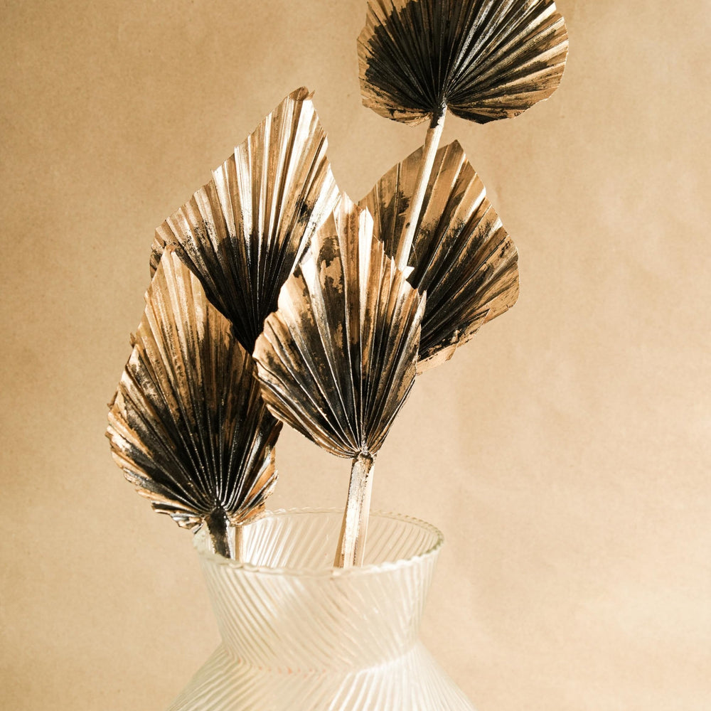 Golden Black Palm Leaves Dried Decor | Set of 5 Palm Spears
