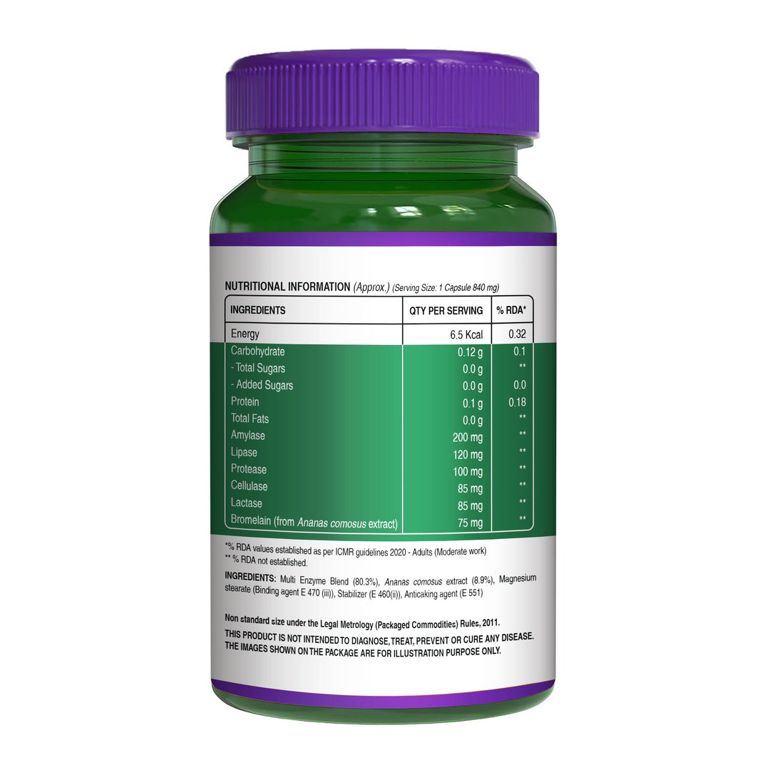 Digestive Enzymes with Bromelain 840mg | Multi Enzyme Blend Supplement | 90 Veg Capsules