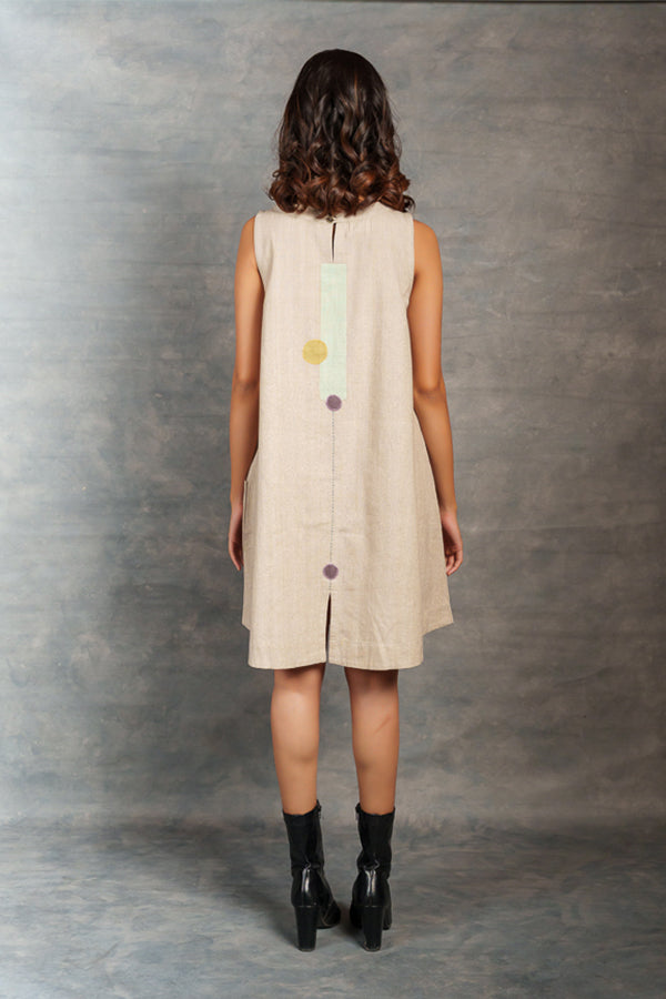 Minimalist Khadi A-Line Dress with Hand Applique