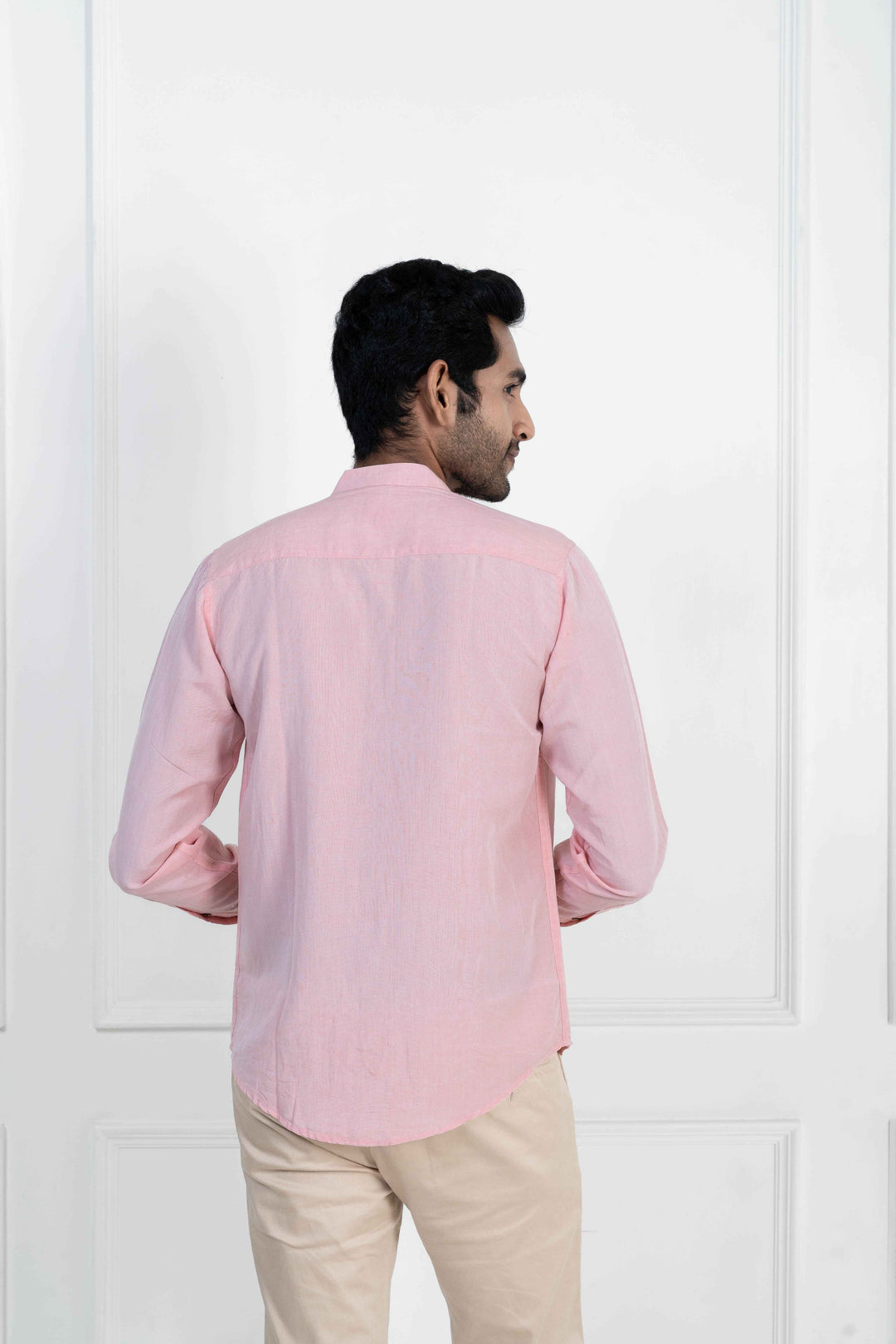 Earthy Route Charm Pink · Mandarin Collar Shirt