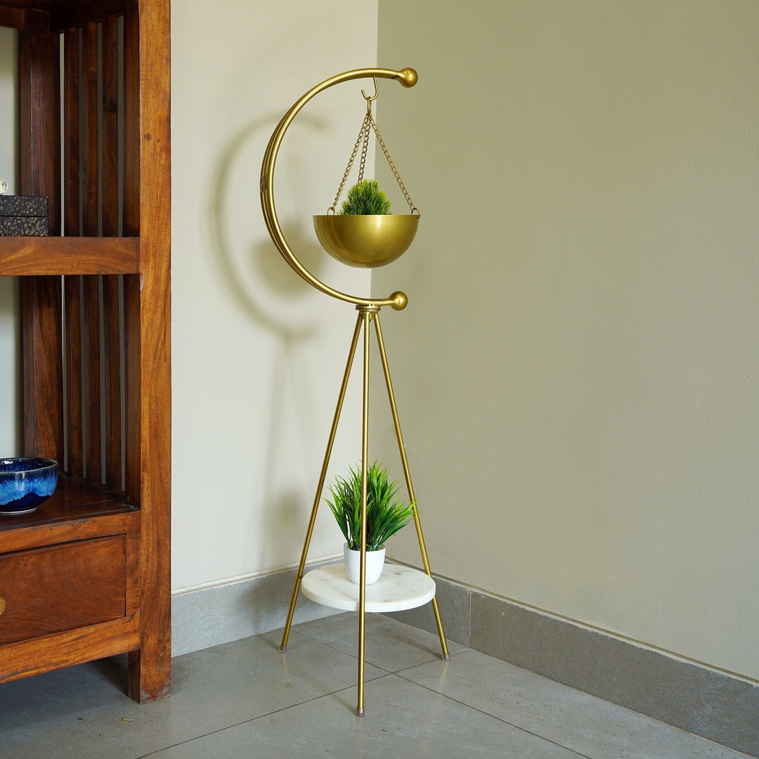 Muun Home tripod planter - Gold and White Marble