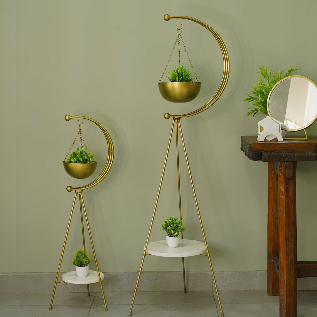 Muun Home tripod planter - Gold and White Marble