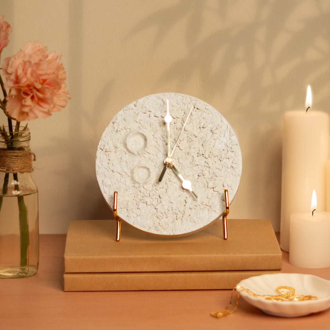 Ivory Moon Table Clock