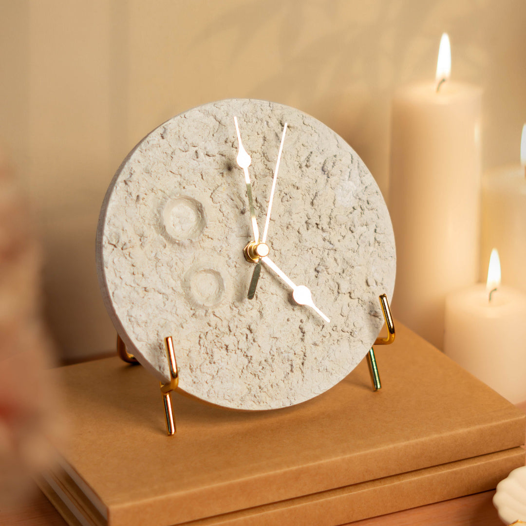 Ivory Moon Table Clock