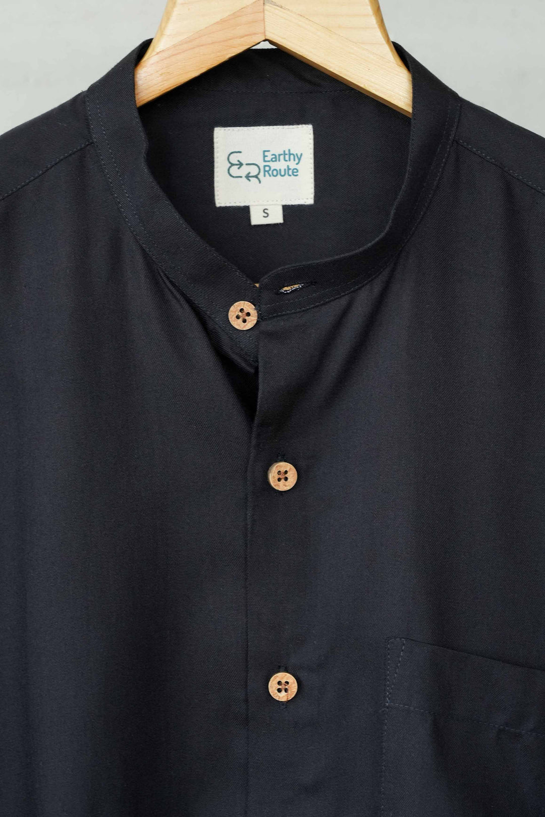 Earthy Route Jet Black · Mandarin Collar Shirt