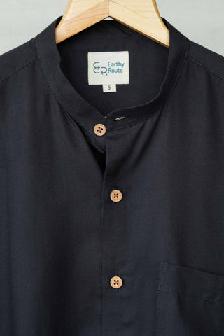 Earthy Route Jet Black · Mandarin Collar Shirt