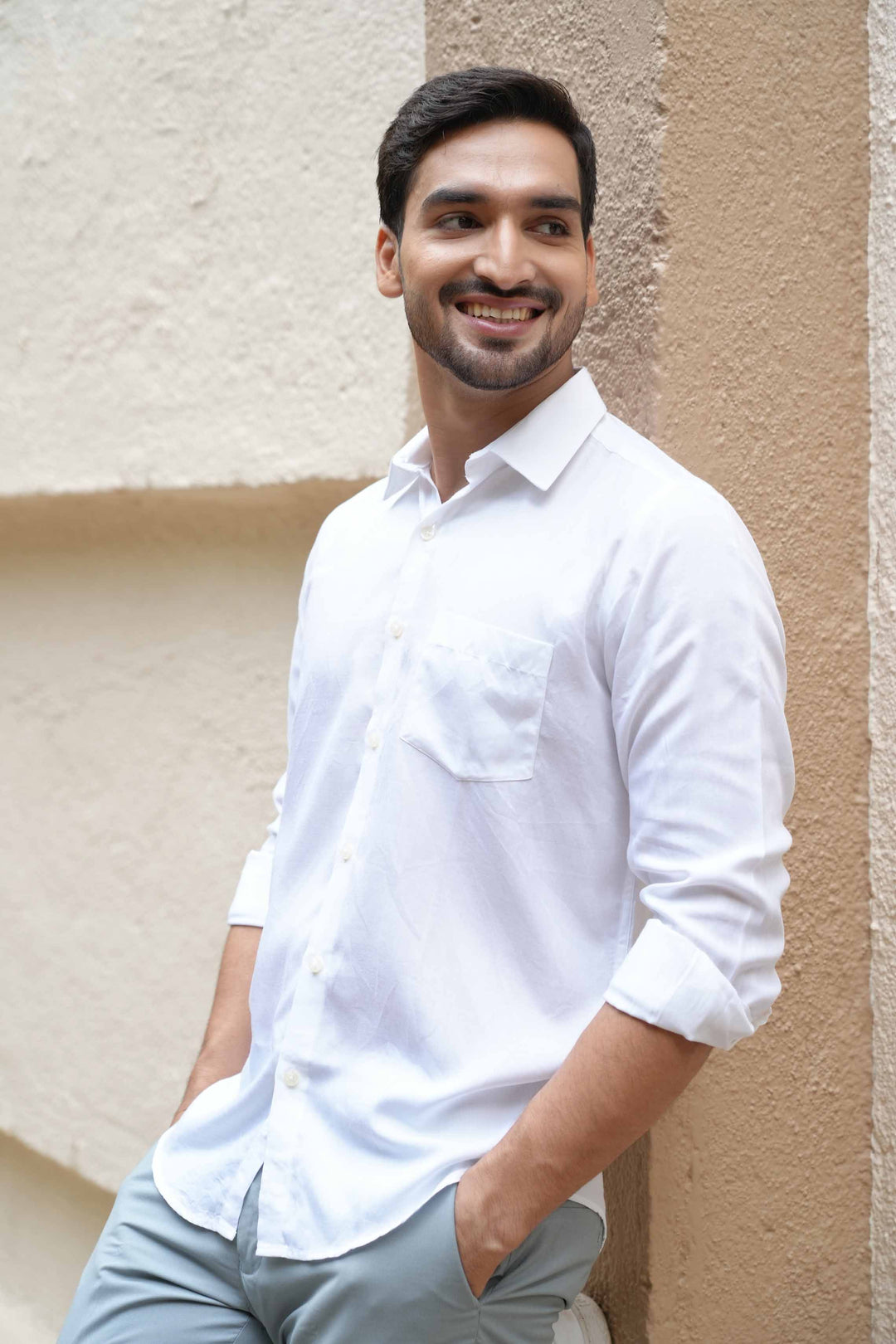 Earthy Route Milky white · full sleeve shirt