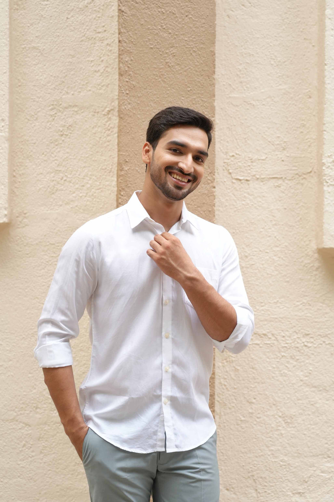 Earthy Route Milky white · full sleeve shirt