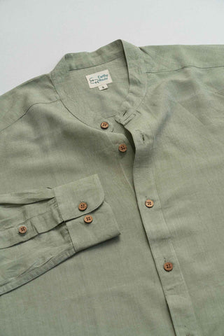 Earthy Route Military Green · Mandarin Collar Shirt