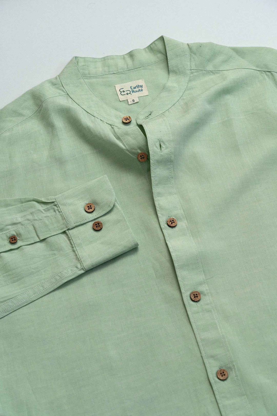Earthy Route Fresh Green · Mandarin Collar Shirt