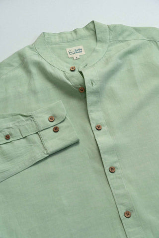 Earthy Route Fresh Green · Mandarin Collar Shirt