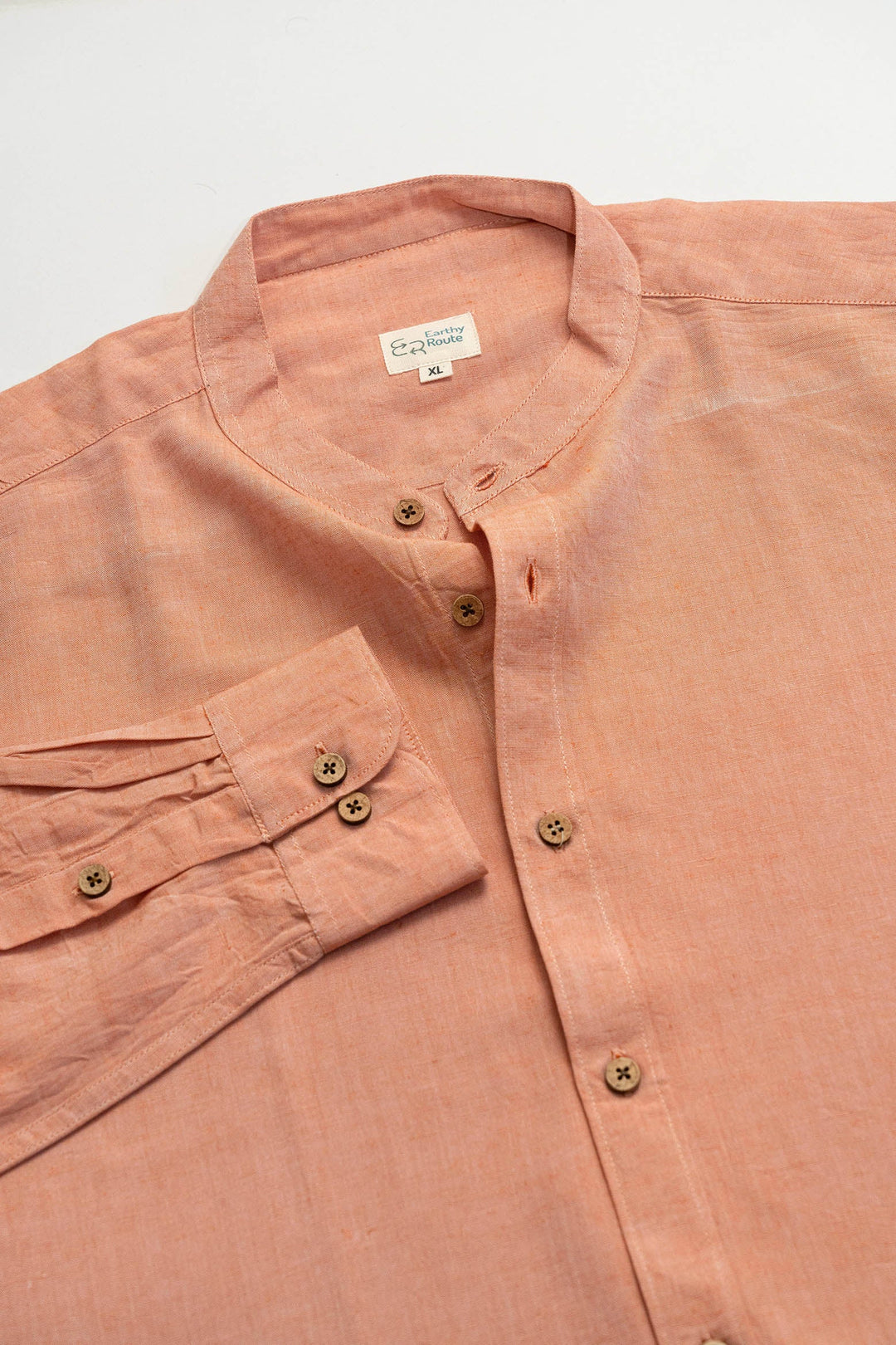 Earthy Route Rust Orange · Mandarin Collar Shirt