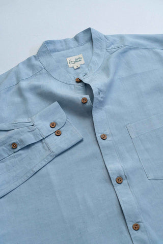 Earthy Route Ice Blue · Mandarin Collar Shirt