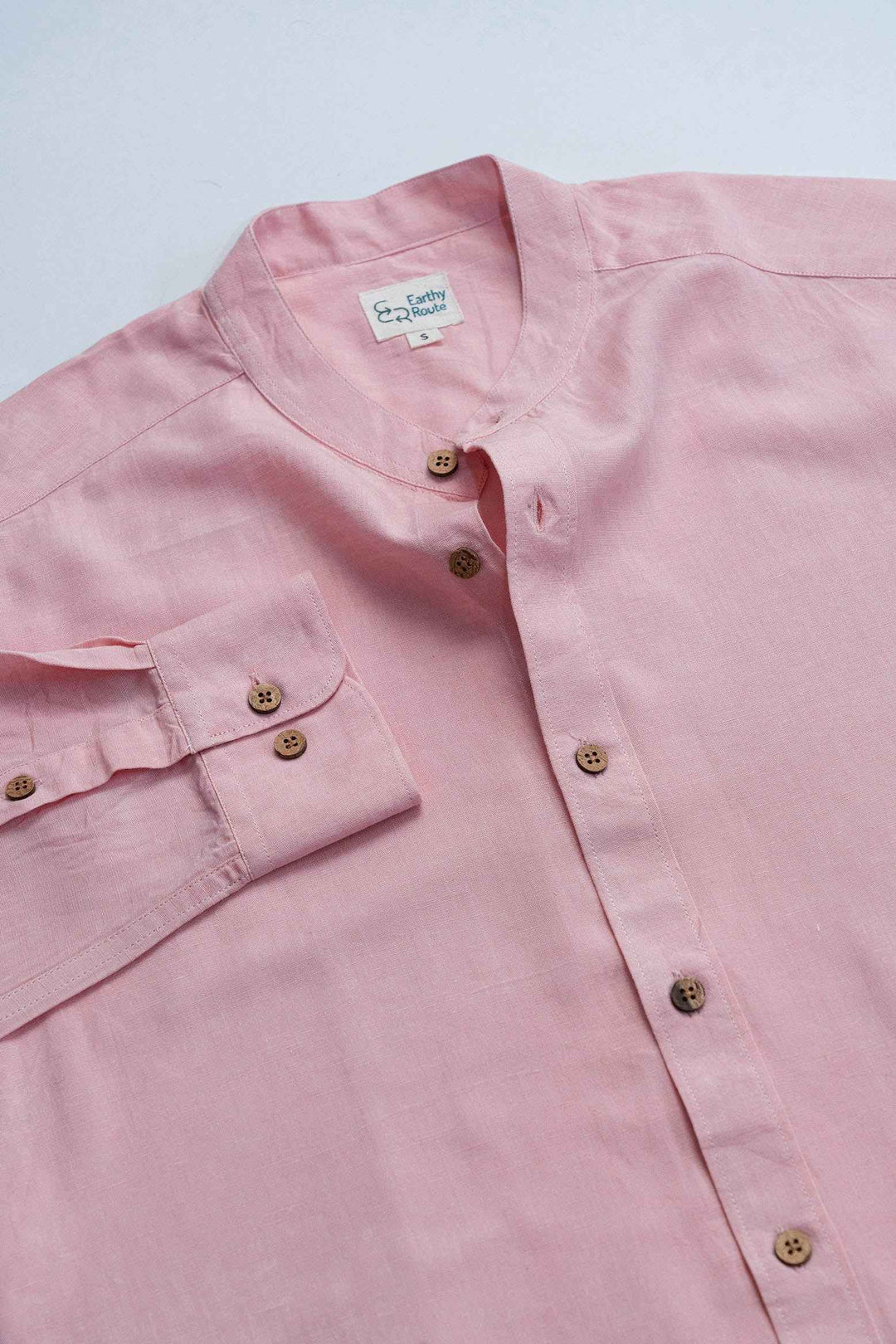 Earthy Route Charm Pink · Mandarin Collar Shirt