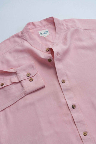 Earthy Route Charm Pink · Mandarin Collar Shirt