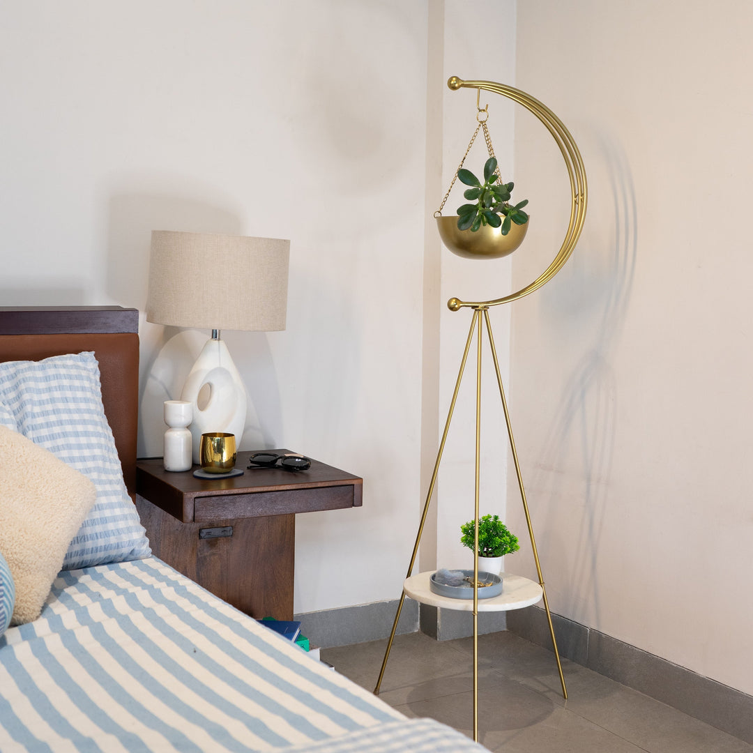 Muun Home tripod planter - Gold and White Marble