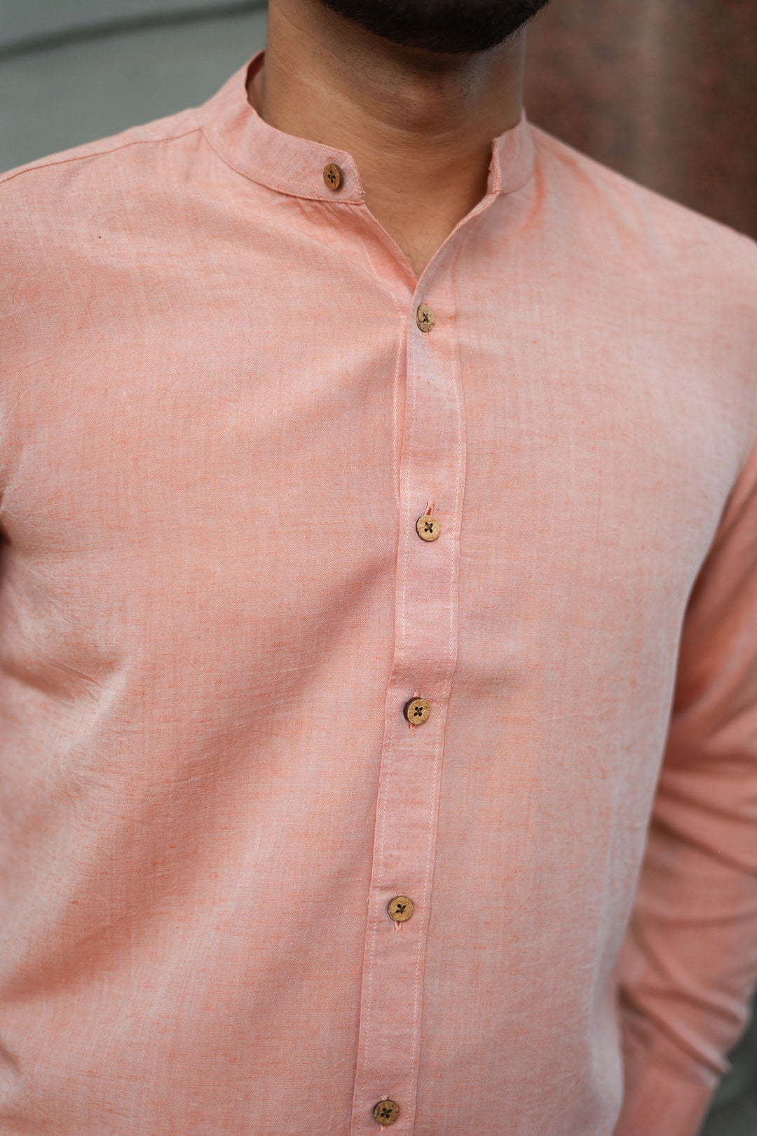 Earthy Route Rust Orange · Mandarin Collar Shirt