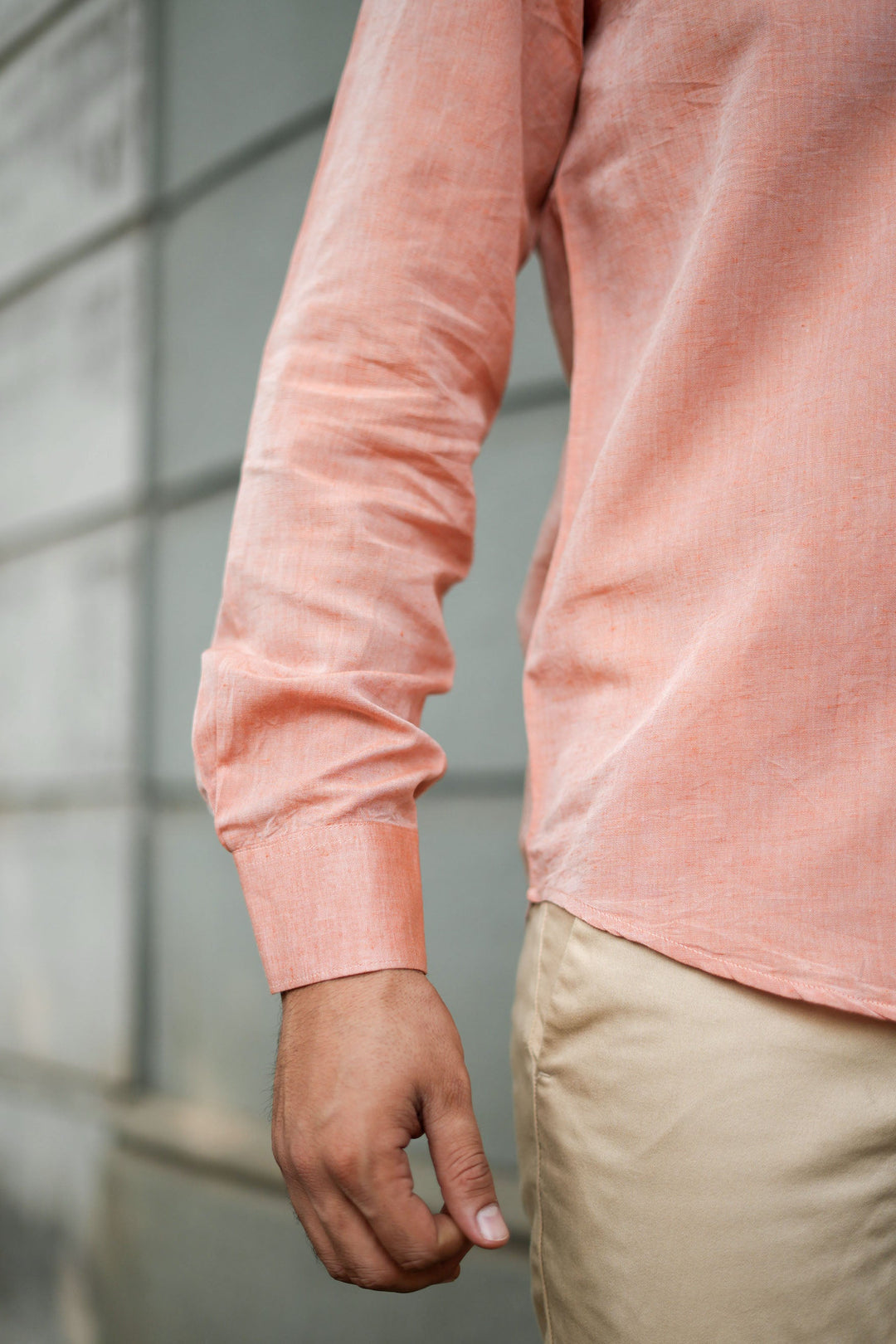 Earthy Route Rust Orange · Mandarin Collar Shirt