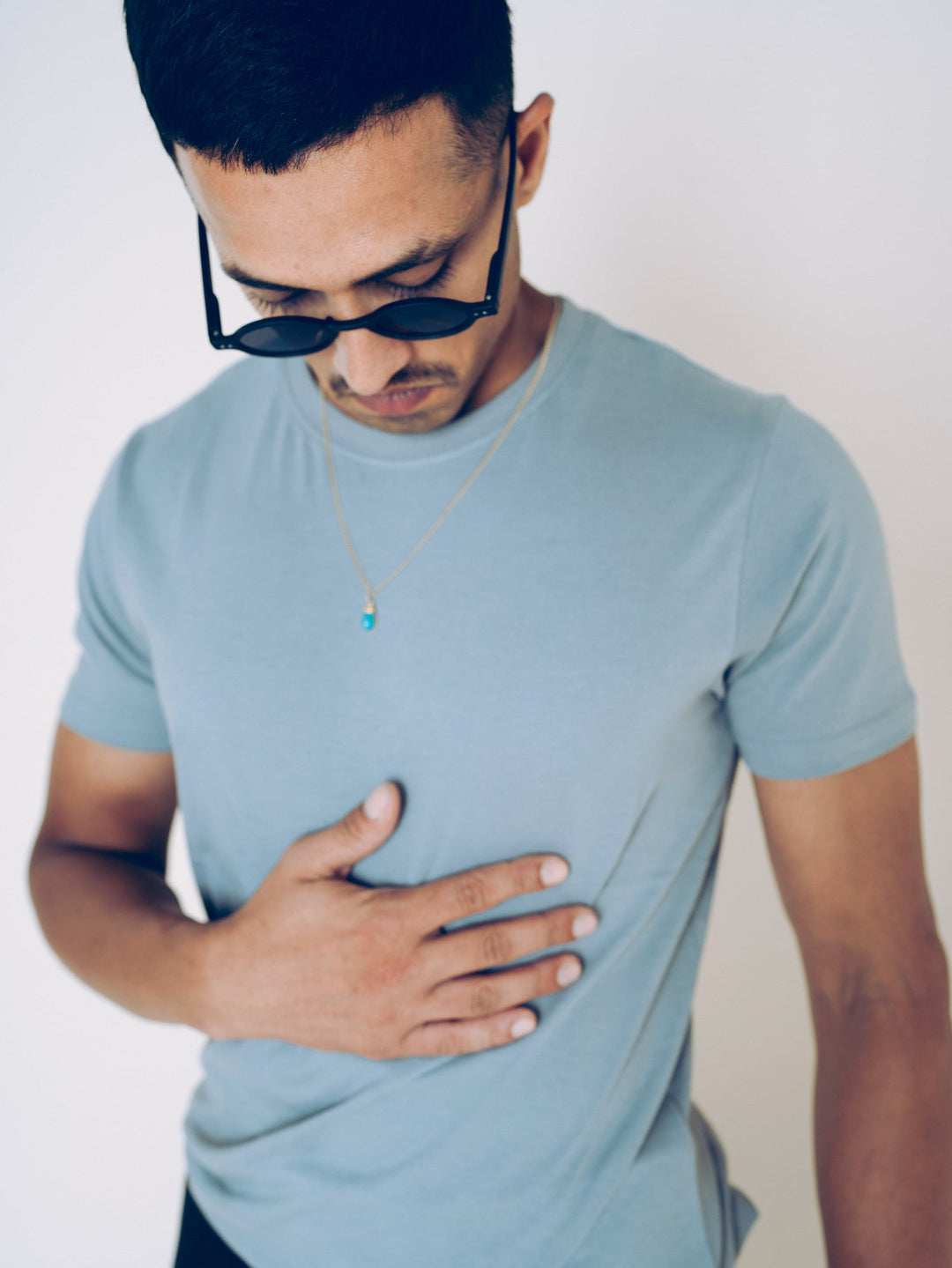 Monkstory Bamboo Cotton Crew Tee - Pastel Grey