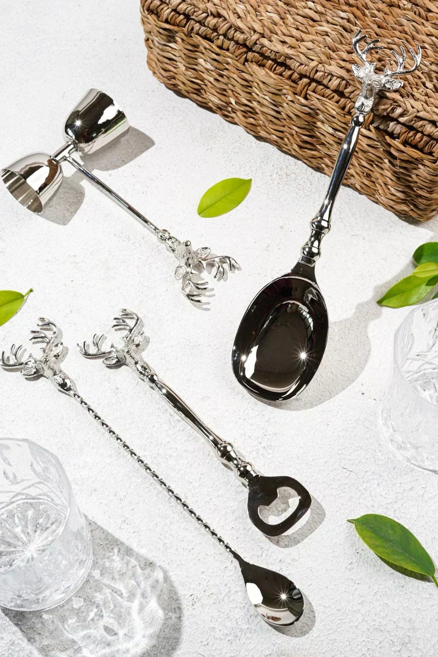 Pravaah Saarang Bar Set | Lead-free Brass | Set of 4 | Gifting Chrome