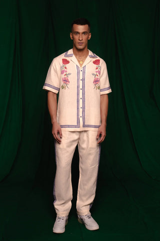 Foliage Linen Men's Camp Collar Shirt Set