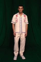 Foliage Linen Men's Camp Collar Shirt Set