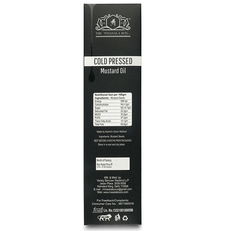 The MMasala Box Co 100% natural cold pressed black mustard oil - 1 Litre
