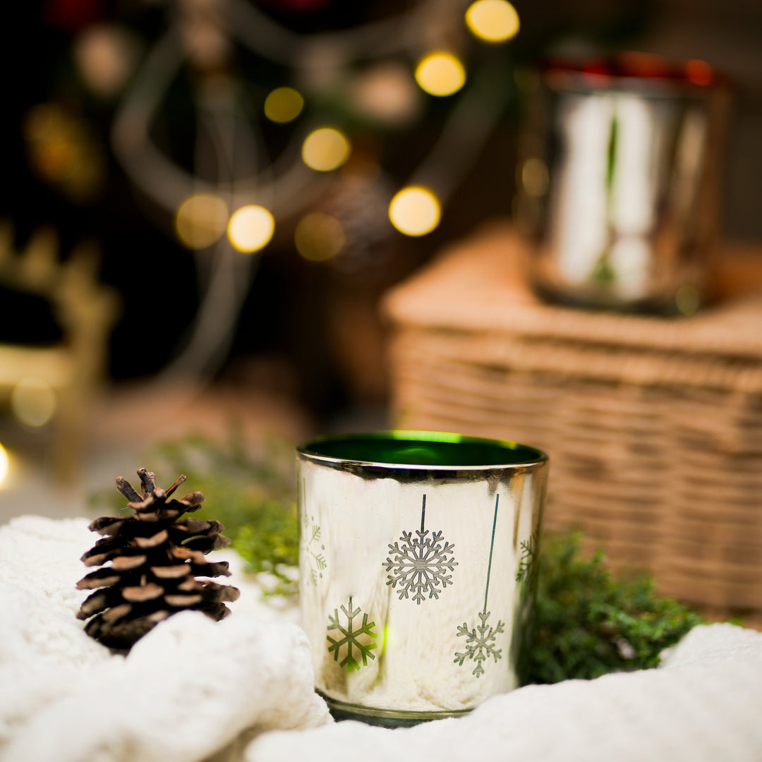 Snowflake Embossed Glass Votive | Winter Candle Holder for Festive Home Decor – ArteCasa