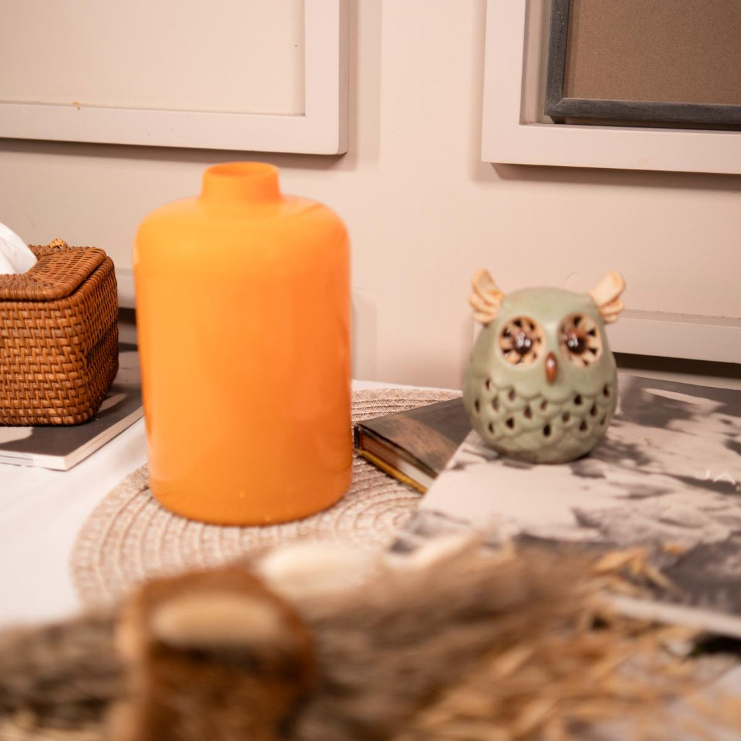 Tangerine Elegance vase with dried flower bunch - https://artecasa.in/